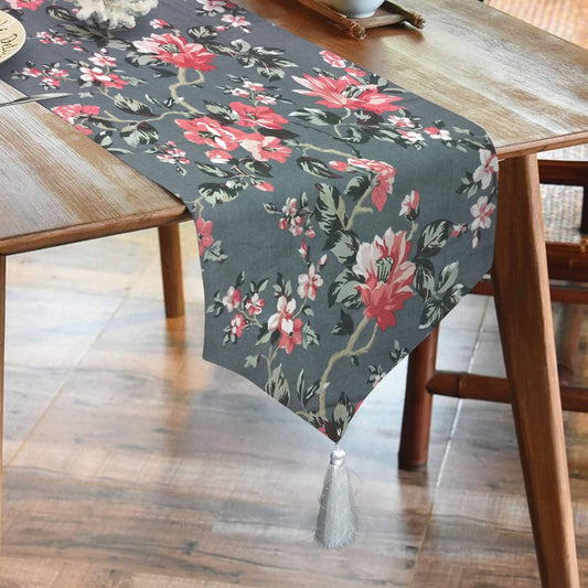 Durable Cotton Duck Printed Table Runner With Tesals -Flowrence