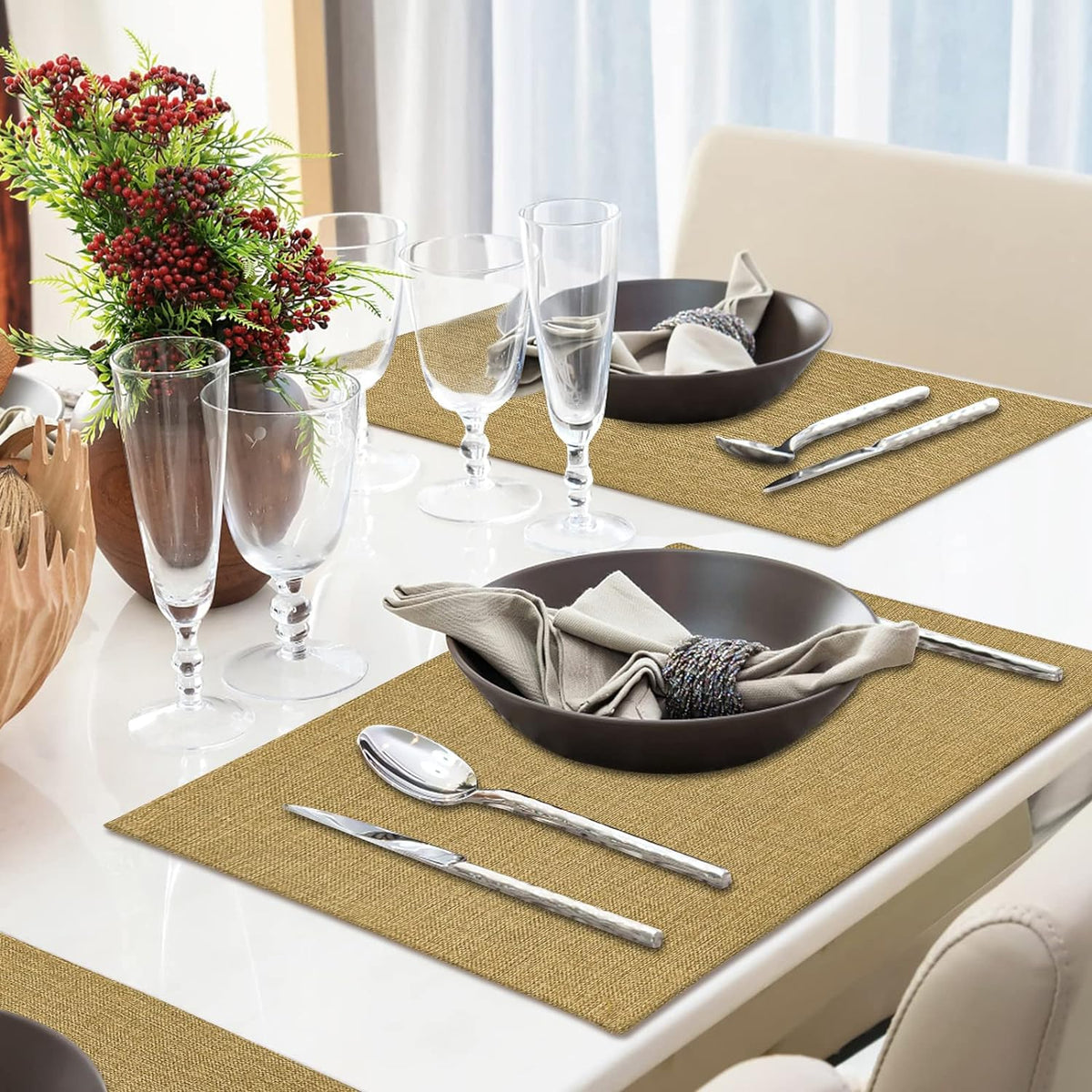 Jute Table Mat Set - Dark Beige - 99 Bedding Store