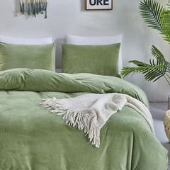 Luxury Velvet Duvet Cover Set - Parrot Green - 99 Bedding Store