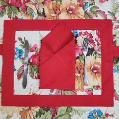 Printed Cotton Reversable Dinning Set - Rosewood Flowral