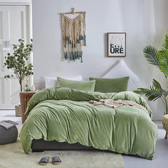 Luxury Velvet Duvet Cover Set - Parrot Green - 99 Bedding Store