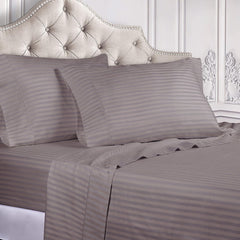 Luxury Satin Stripe 400 tc Fitted sheet set Grey