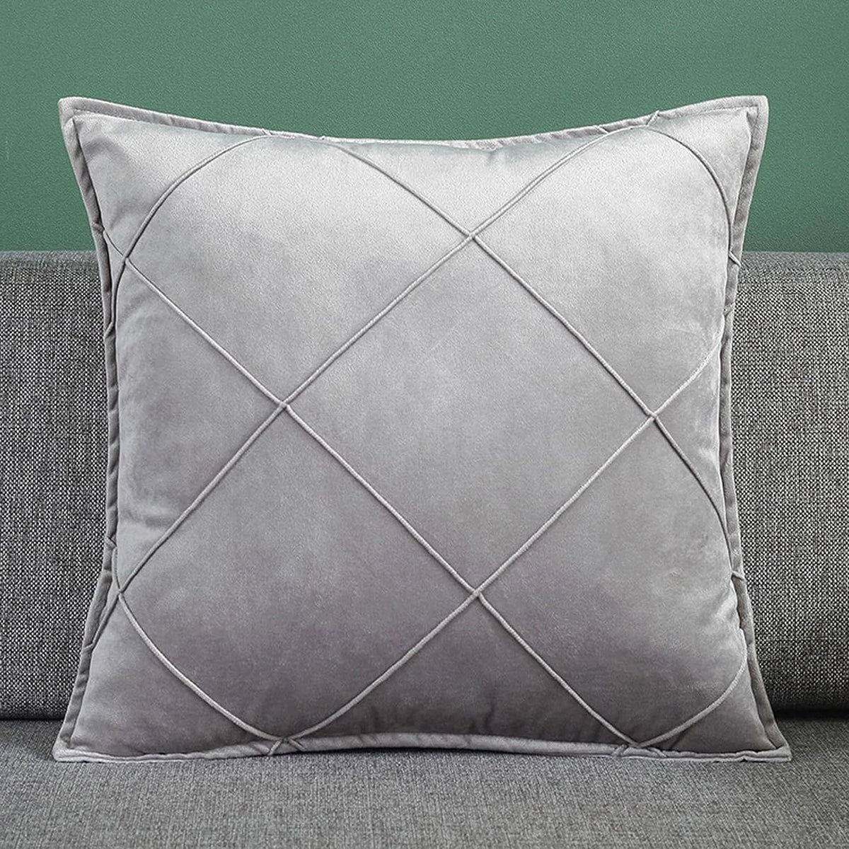 Pack of 2 Velvet Decorative Cross Pleated Cushions - 99 Bedding Store