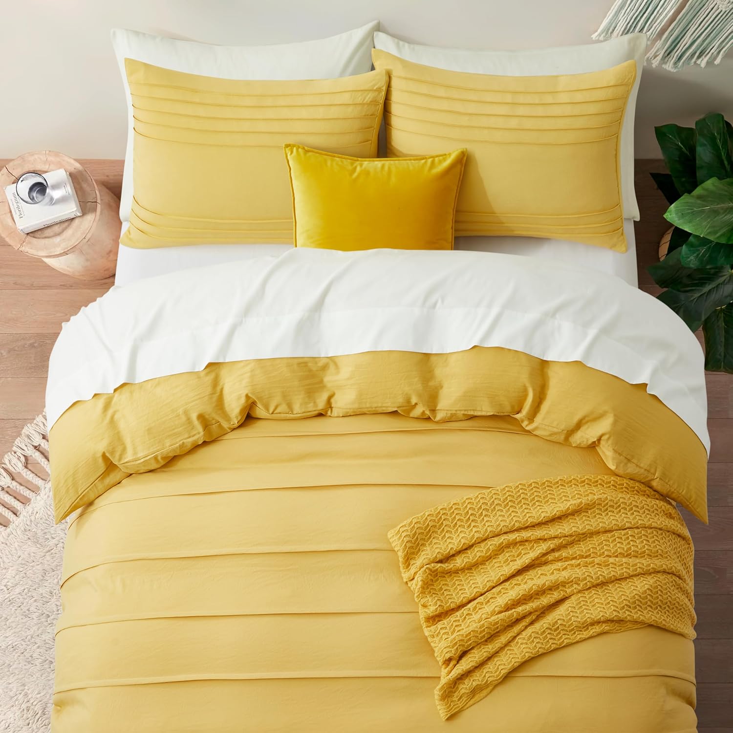 Luxury Coton Pleats Duvet Cover Set - Golden Beige