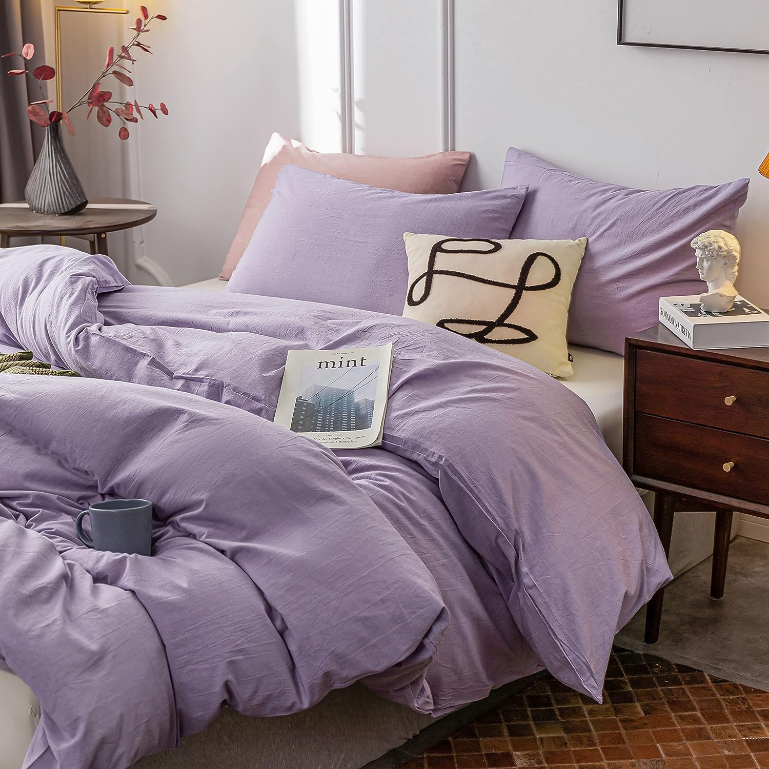 Plain Dyed Duvet Cover Set-Purple - 99 Bedding Store