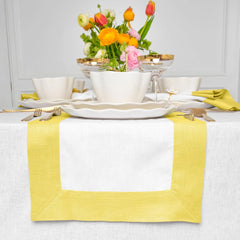 Cotton Luxury Dining Set Mieted Corner Bordered - Sunshine Yellow and White - 99 Bedding Store