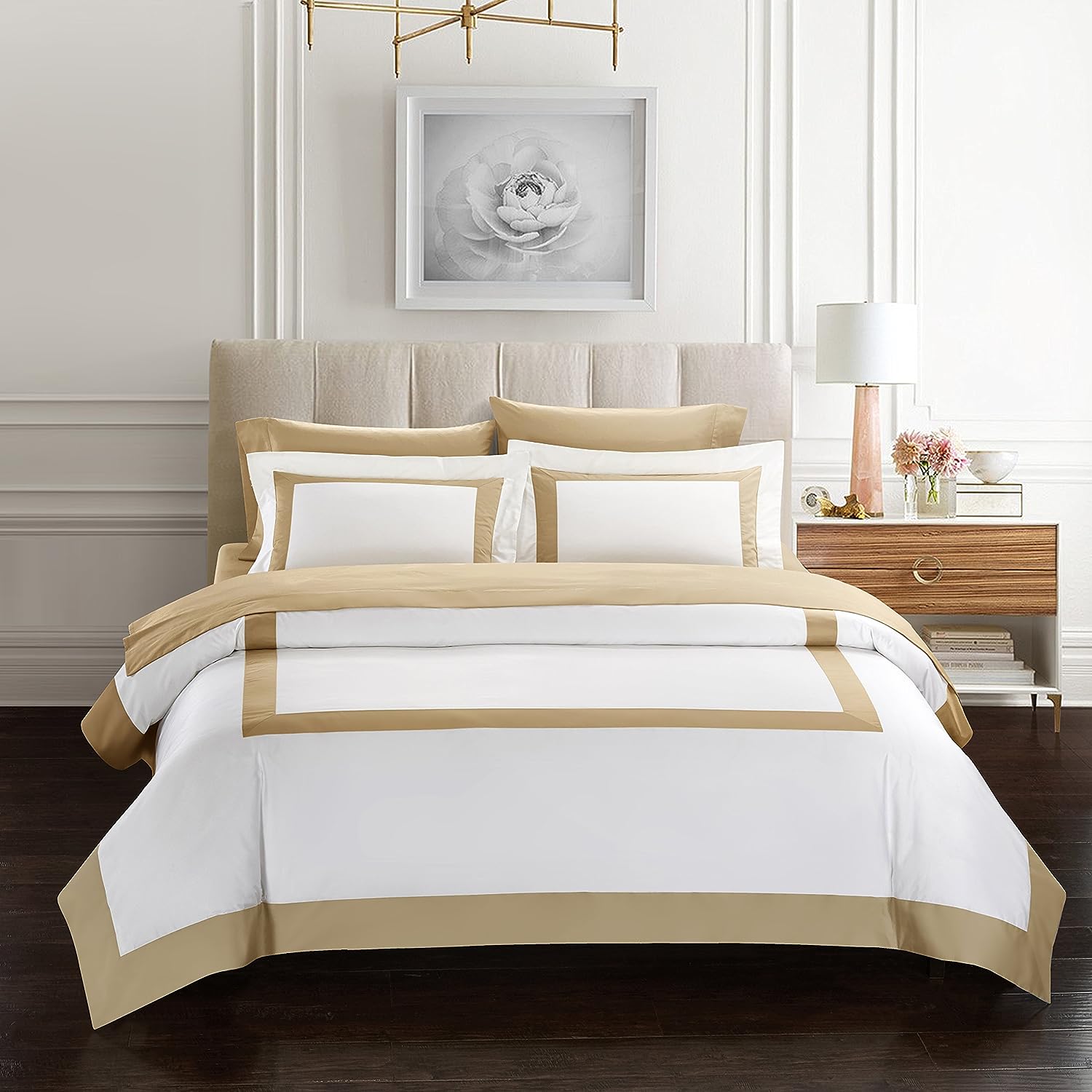 White And Beige Luxury Multi Box Egyptian Cotton Duvet Set - 99 Bedding Store