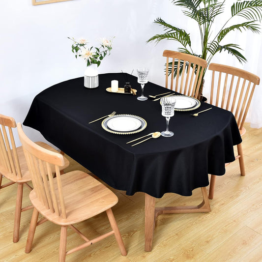 Decorative Cotton Oval Shaped Tablecloth Black