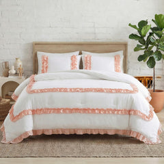Dyed Frilled Cotton Duvet Cover Set-007