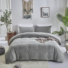 Luxury Velvet Duvet Cover Set - Grey - 99 Bedding Store