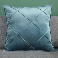 Pack of 2 Velvet Decorative Cross Pleated Cushions - 99 Bedding Store