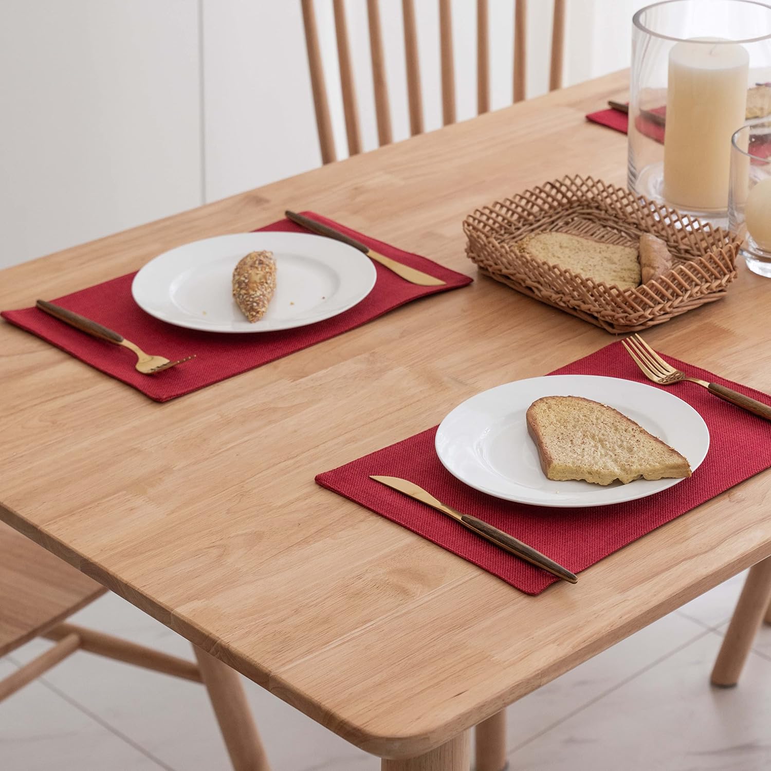 Jute Table Mat Set - Red - 99 Bedding Store