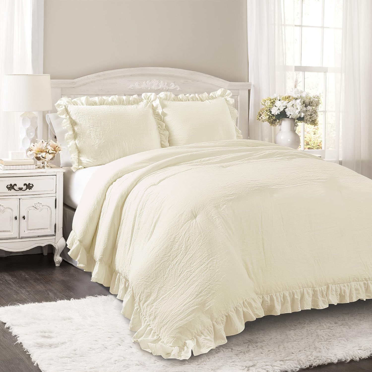 Luxury Cotton Frilled Duvet Cover Set - Beige - 99 Bedding Store