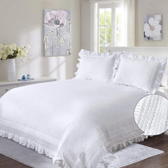 Luxury Satin 400 Tc Ruffle With Pleated Duvet Cover White