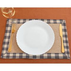 Jute Dinning Set With Border- Black Check