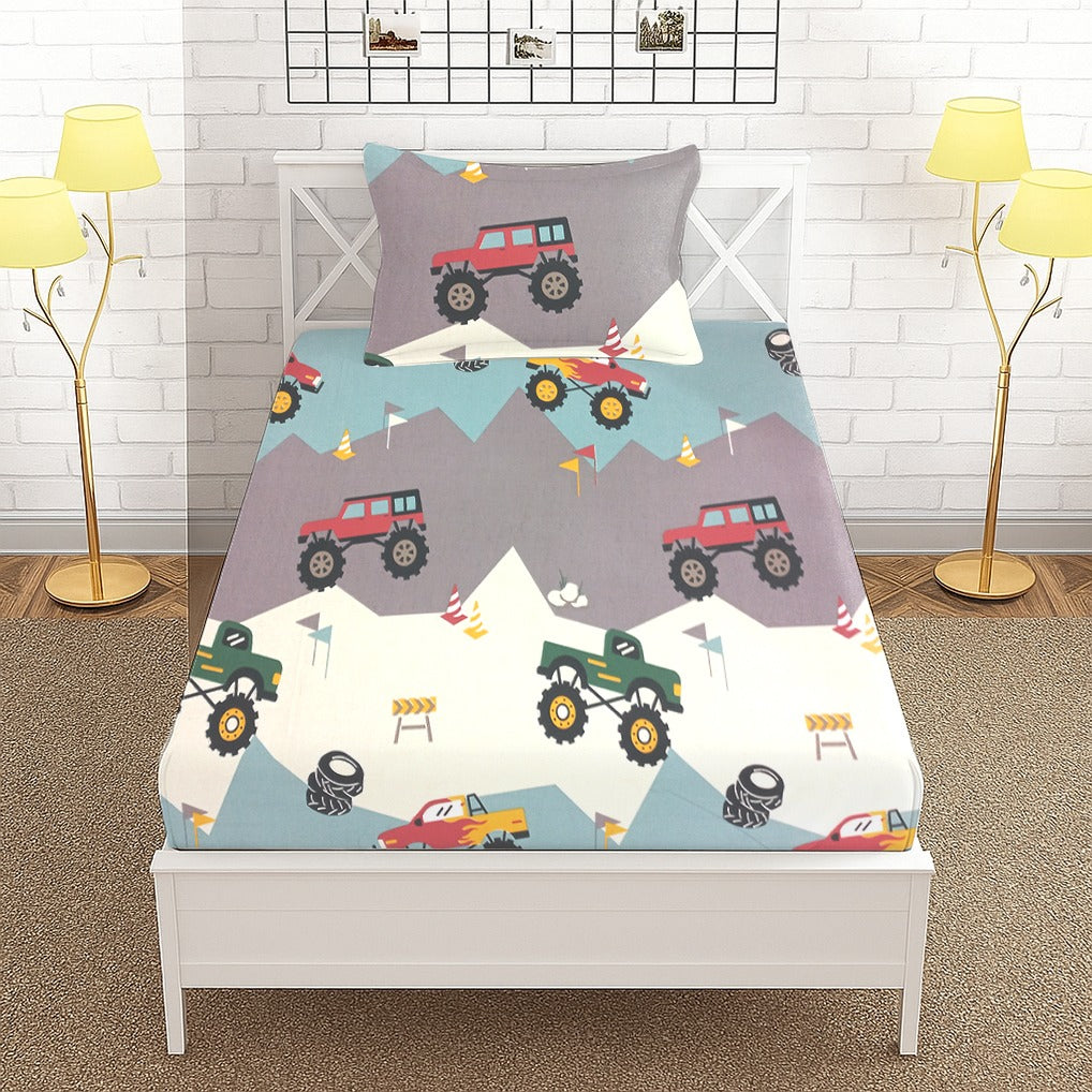 Moter Car Printed Kids Fitted Sheet set