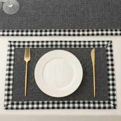 Charcoal Grey Jute Dinning Set With Printed Border-