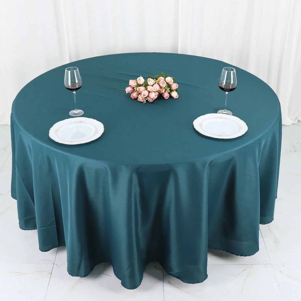 Decorative Cotton Round Tablecloth -Medium Blue