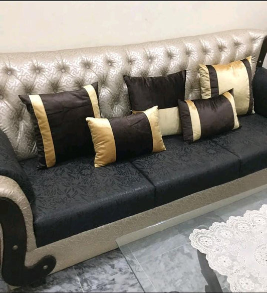 pack of 5 Cabana Strip Cushion Cover Gold and Brown