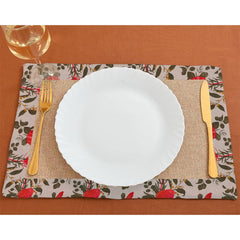 Jute Dinning Set With Border- Red Roses