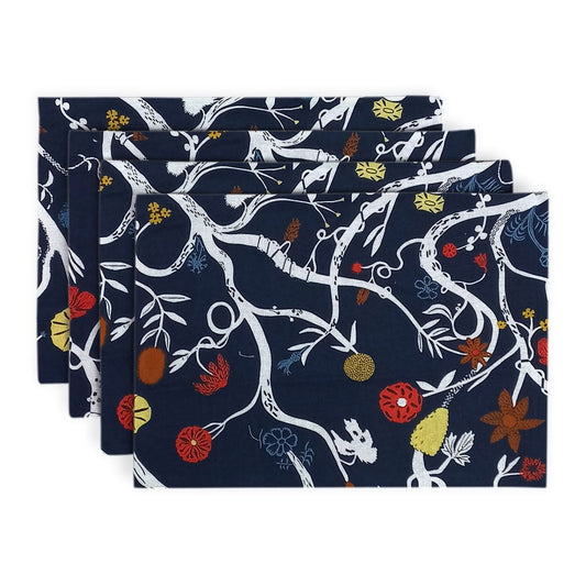 Printed CottonRe Revrsable Dinning Set - Blue Bells