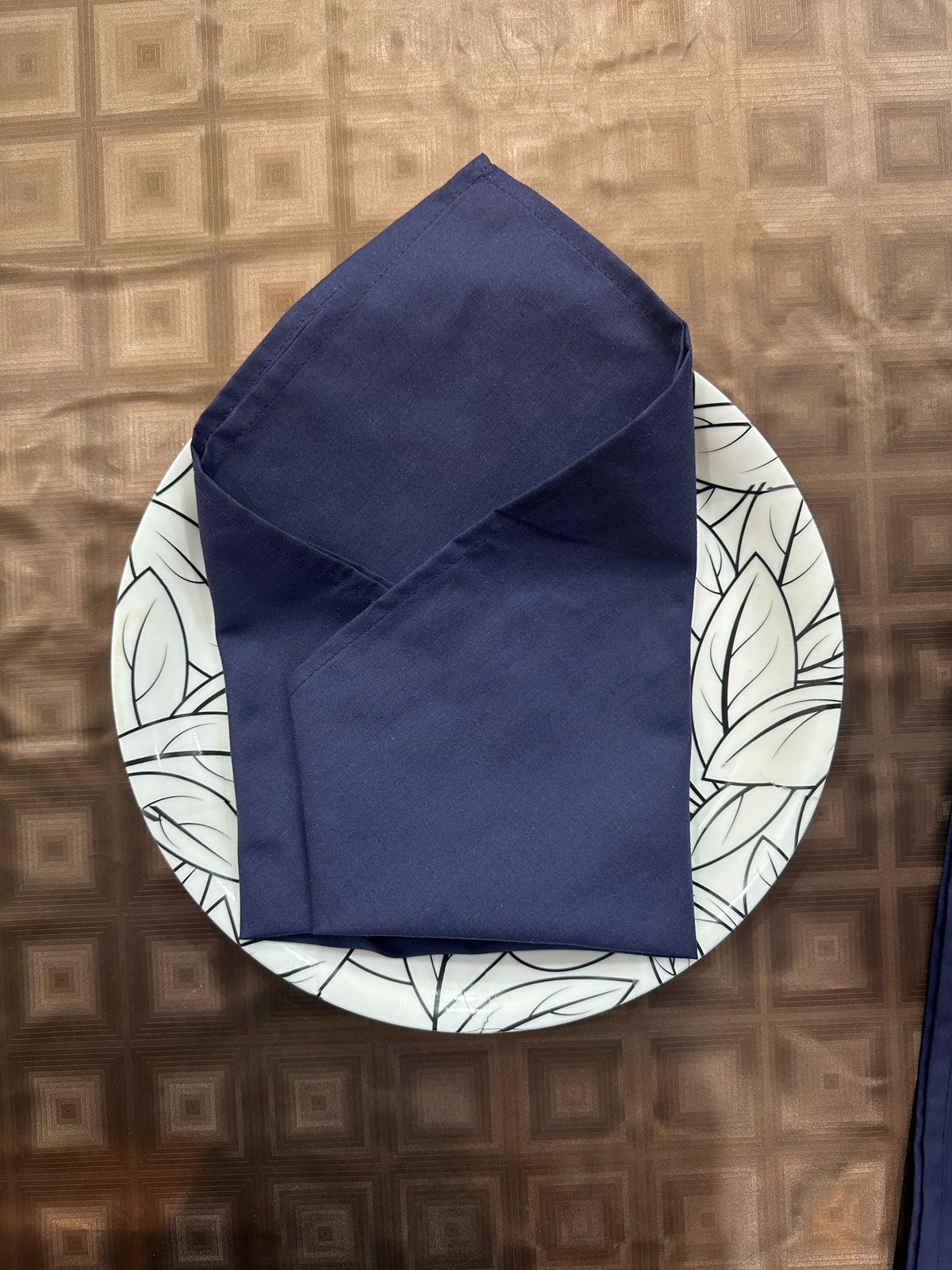 Roof Garden Printed Cotton Reversable Dinning Set - With Navy Border