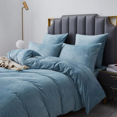 Luxury Velvet Duvet Cover Set - Sky Blue - 99 Bedding Store