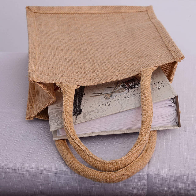 Jute Tote Book Bag Beige