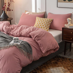 Plain Dyed Duvet Cover Set-Pink - 99 Bedding Store