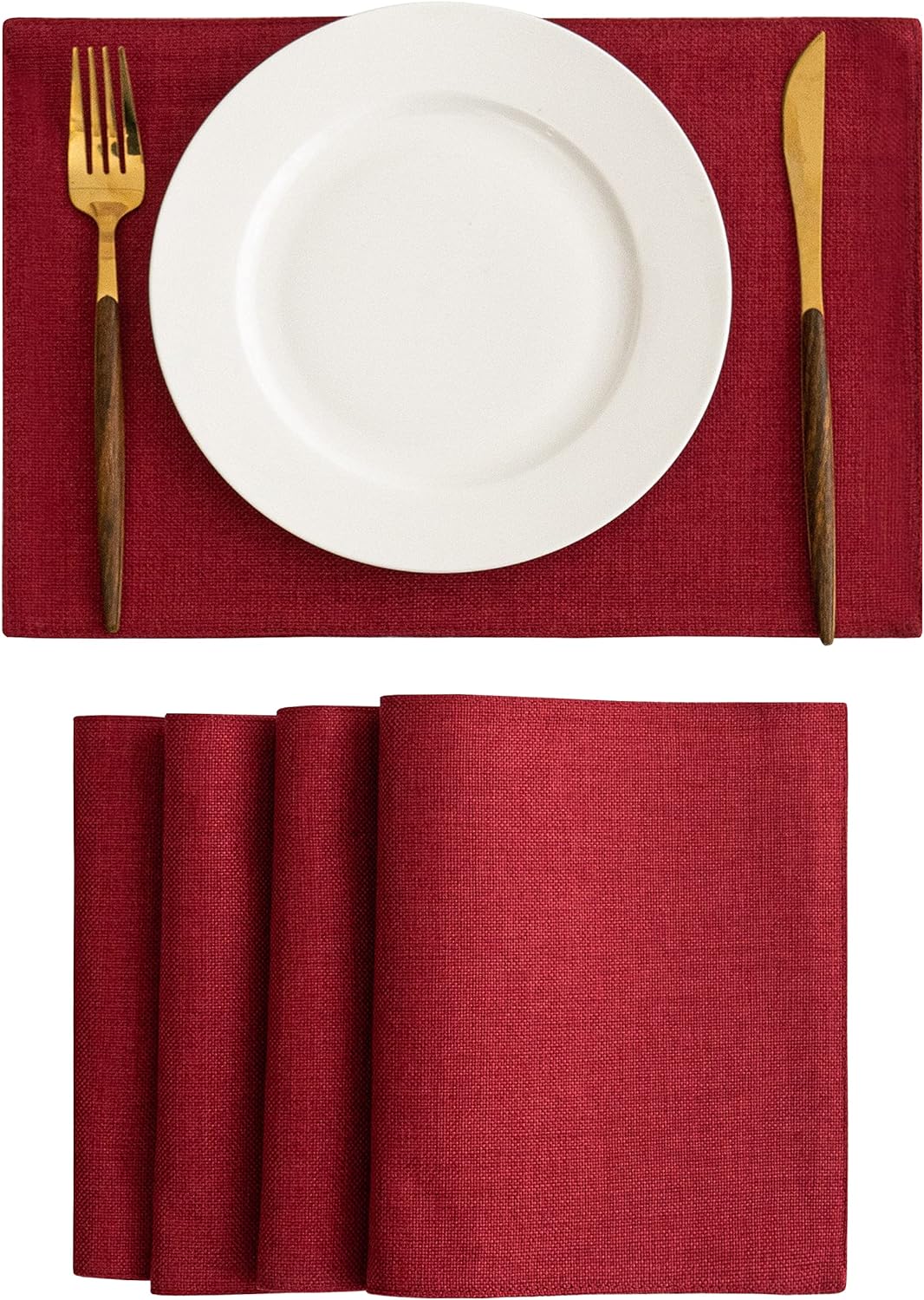 Jute Table Mat Set - Red - 99 Bedding Store