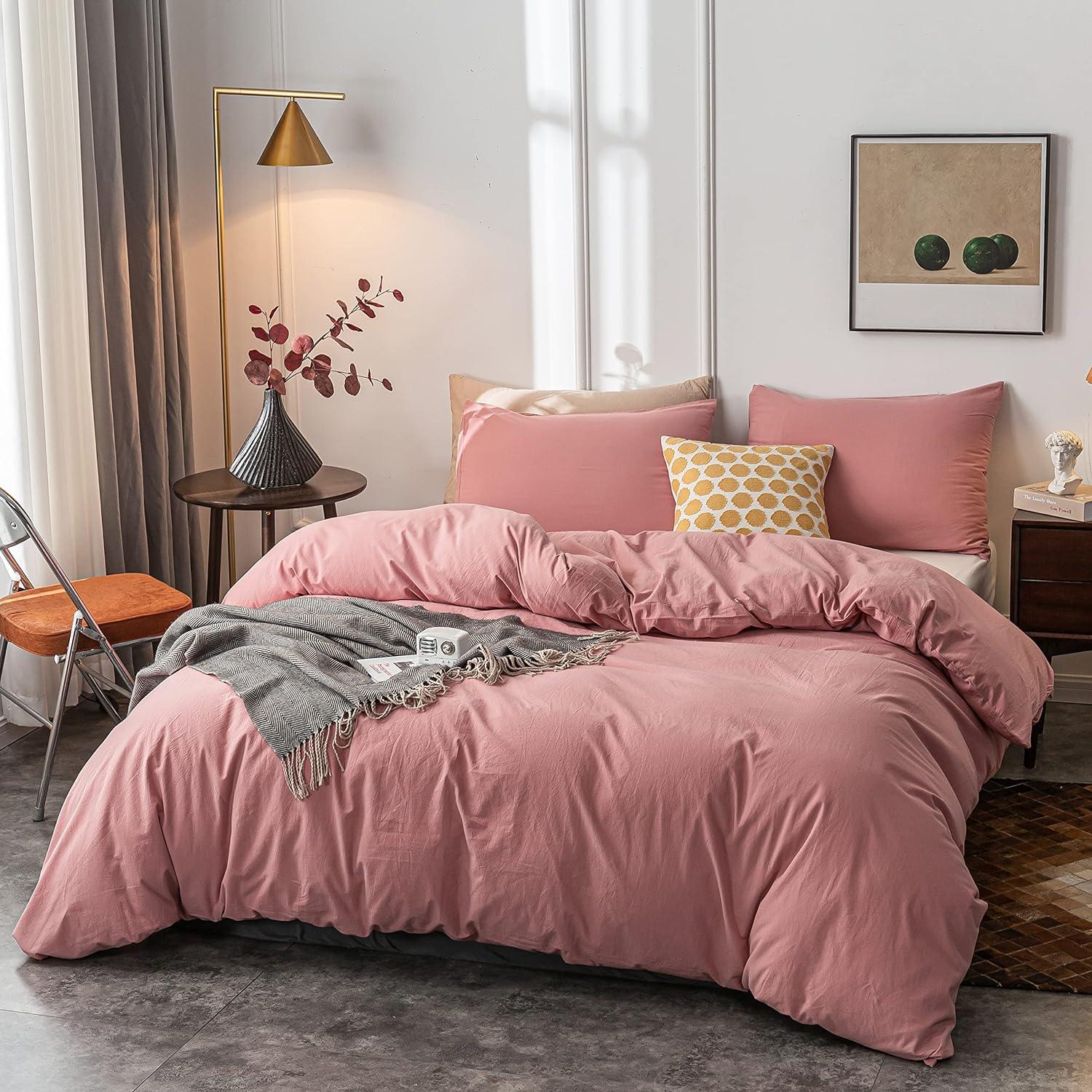 Plain Dyed Duvet Cover Set-Pink - 99 Bedding Store