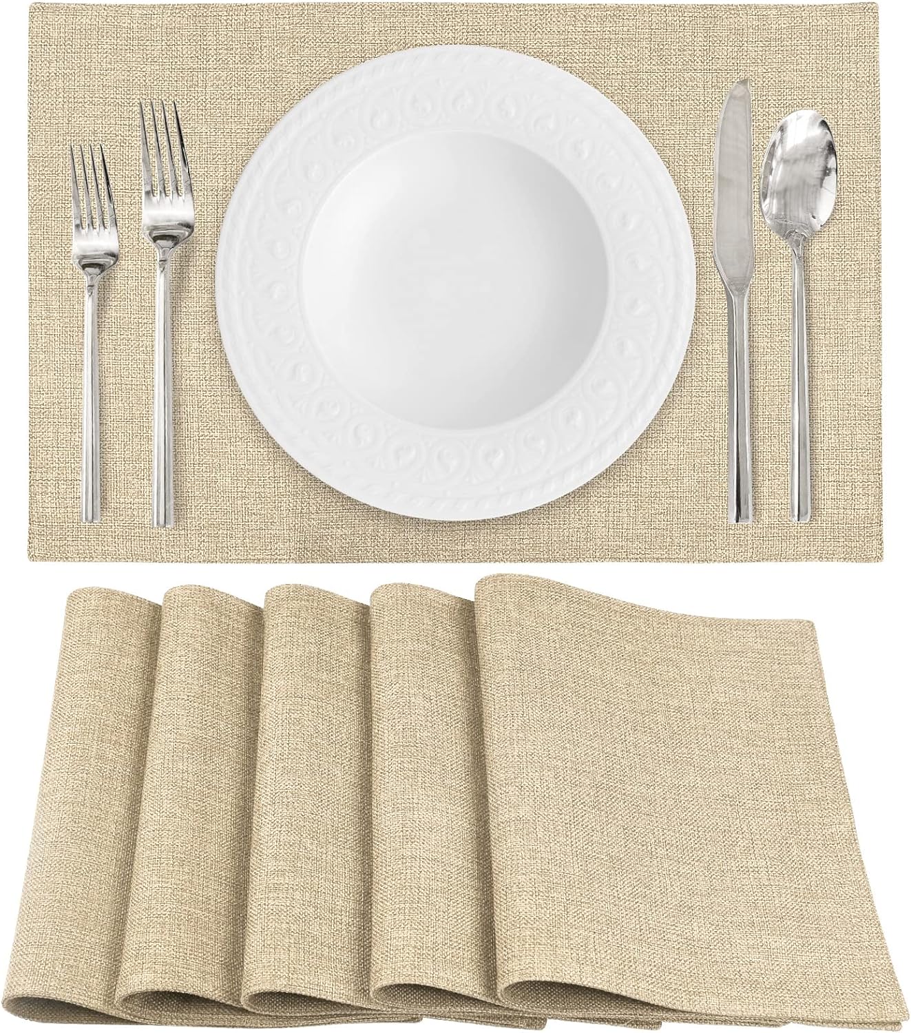 Jute Table Mat Set - Beige - 99 Bedding Store