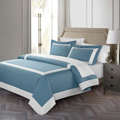 Aqua And White Luxury Multi Box Egyptian Cotton Duvet Set - 99 Bedding Store