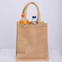 Jute Tote Bottle Bag Beige