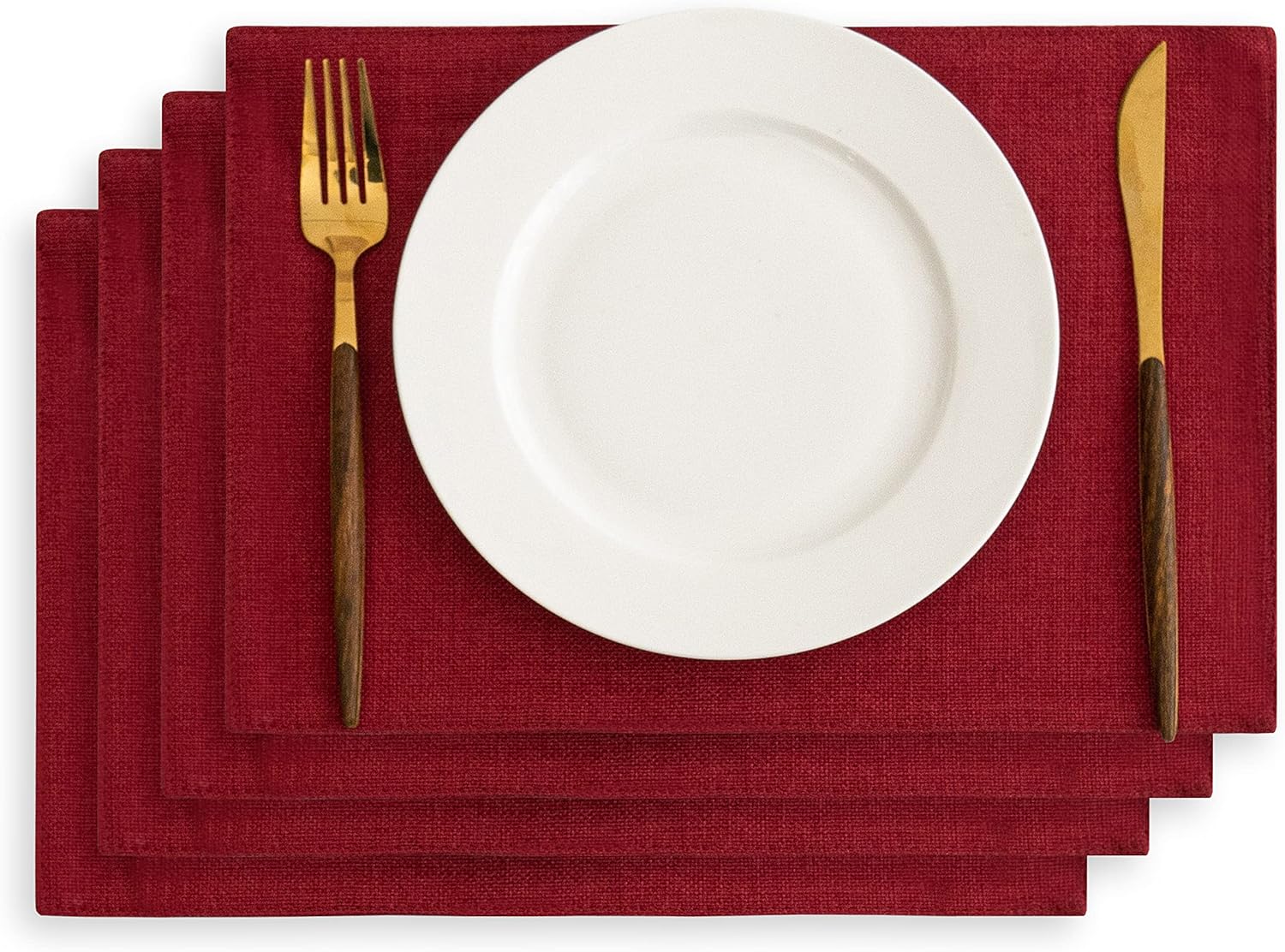 Jute Table Mat Set - Red - 99 Bedding Store