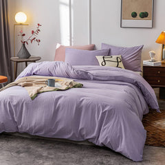 Plain Dyed Duvet Cover Set-Purple - 99 Bedding Store