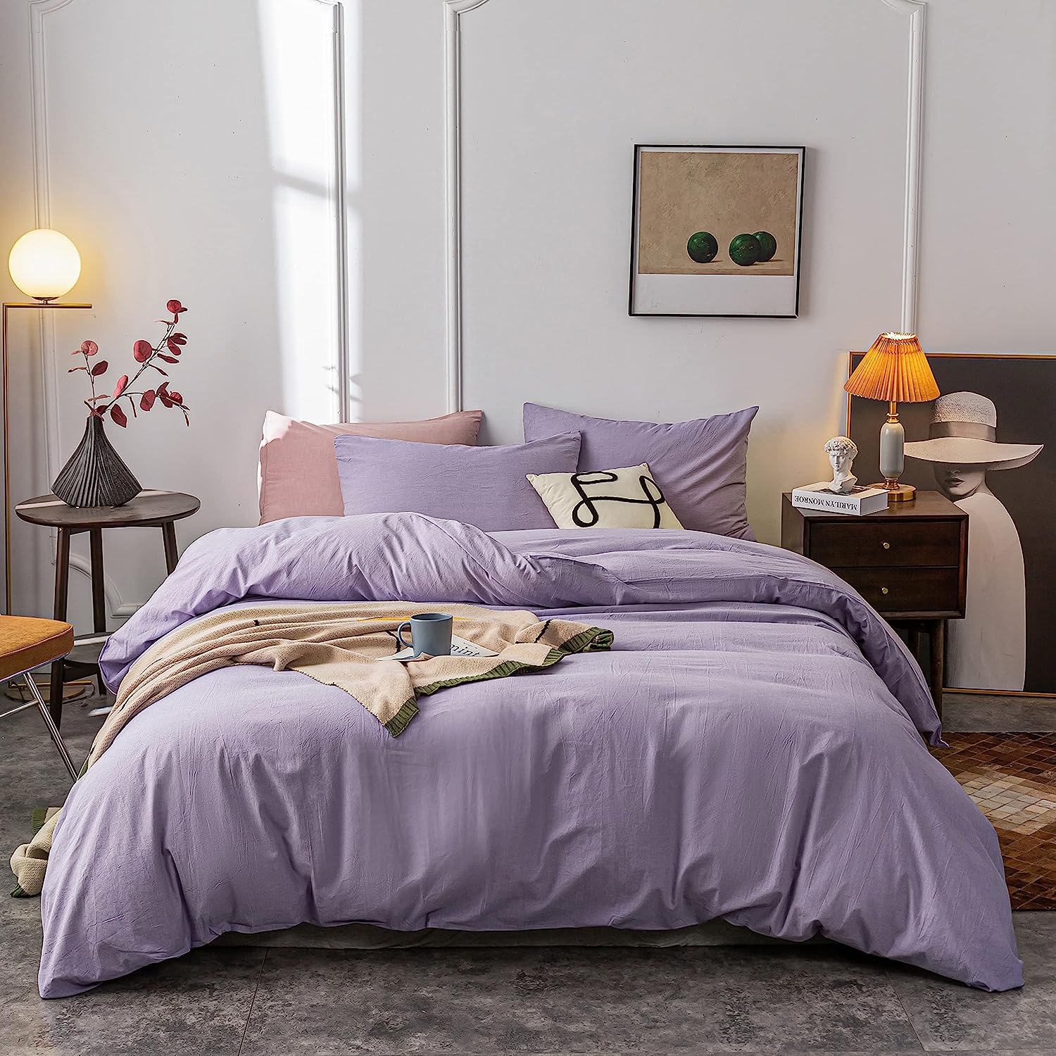 Plain Dyed Duvet Cover Set-Purple - 99 Bedding Store