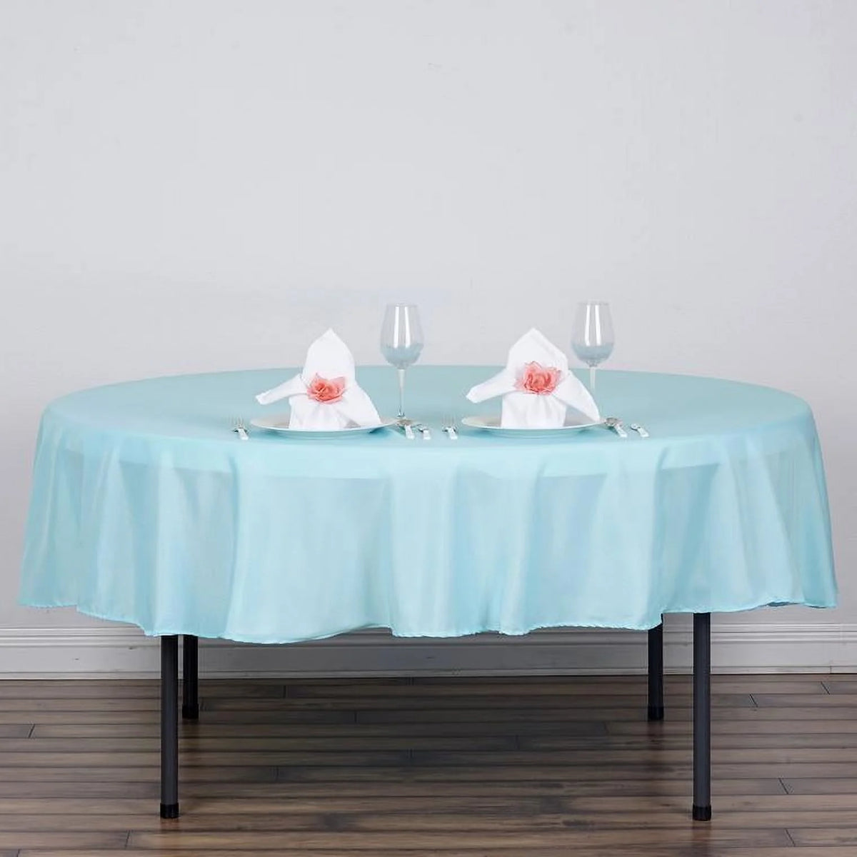 Decorative Cotton Round Tablecloth - Sky Blue