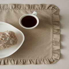 Luxury Cotton Dinning Set With Frilld - White