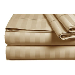 Luxury Strip Satin Bed sheet Set - Beige - 99 Bedding Store