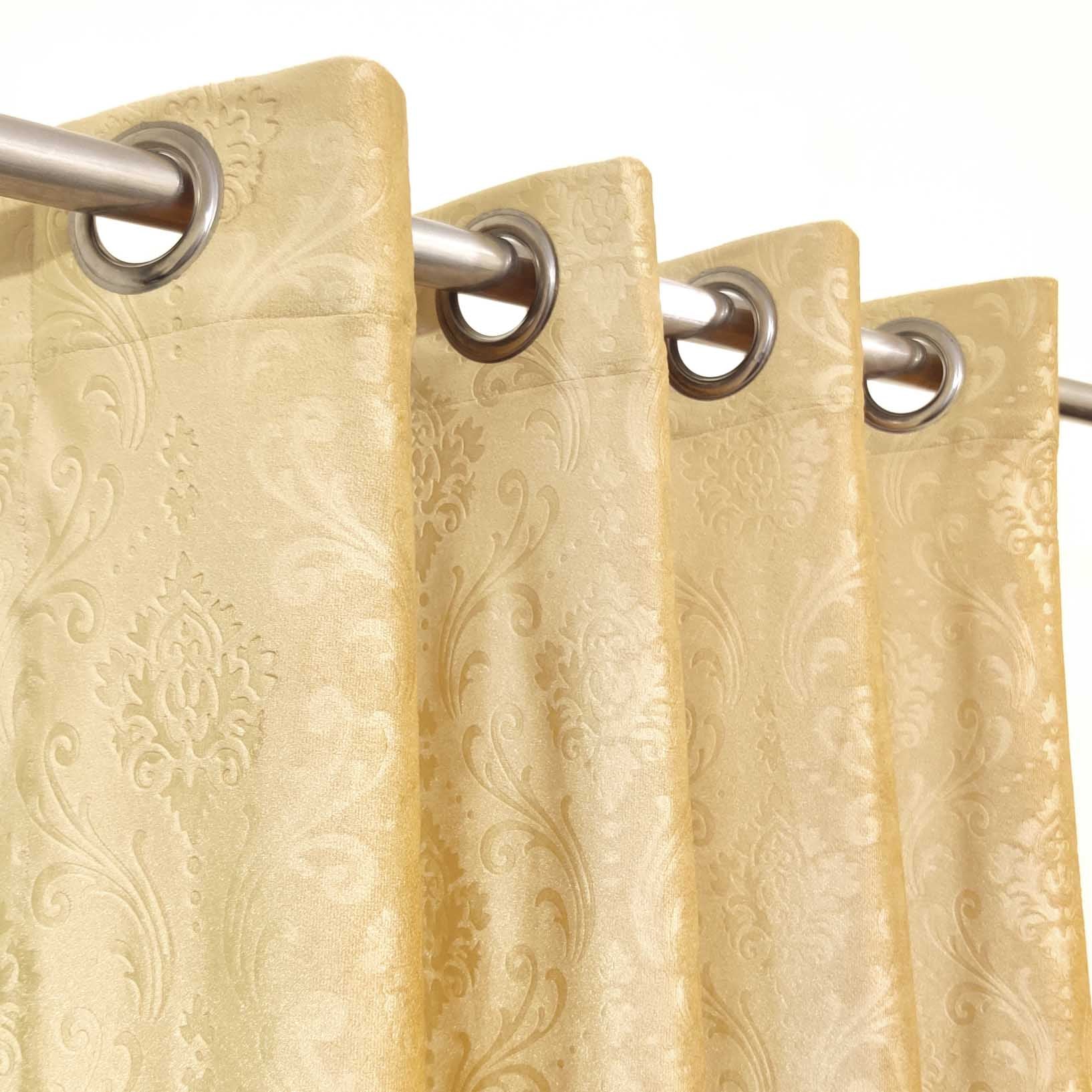 Branched Leaves Embossed Velvet Curtains Pair