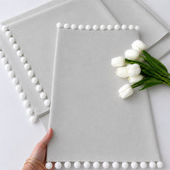 Luxury Cotton Dinning Set With Cute Pom pom - Silver