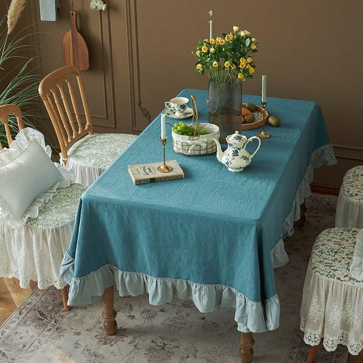 Decorative Cotton Contrast Frilled Table Covers