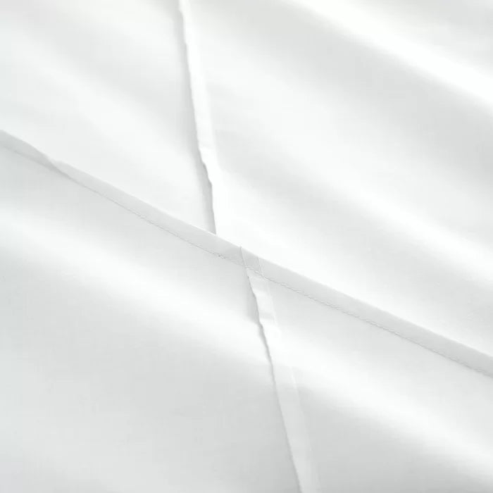 Geometric Pleated Cotton Satin Duvet Cover Set - White - 99 Bedding Store