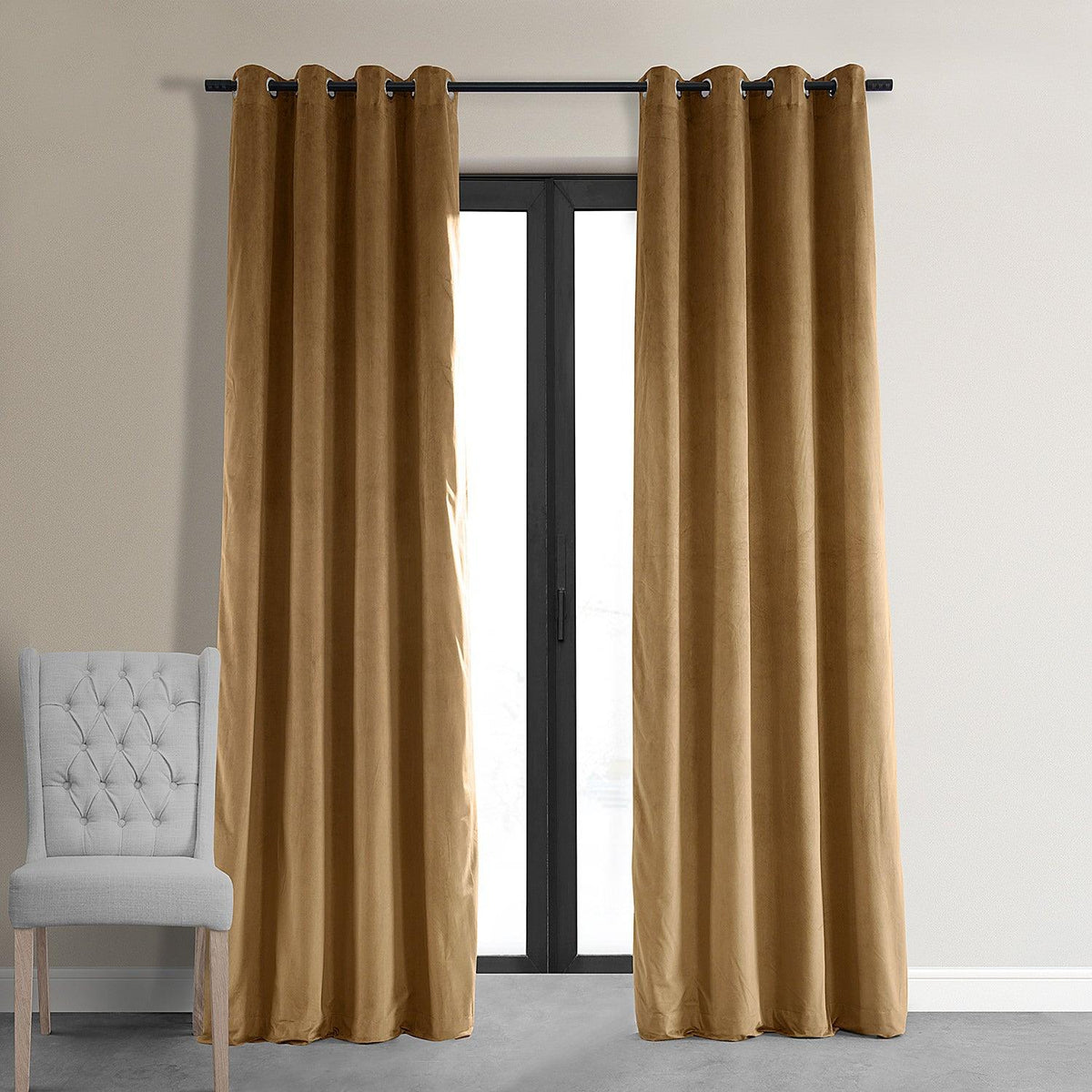 Amber Gold Premium Quality Velvet Curtain -1 Panel - 99 Bedding Store