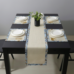 Off white Jute Dinning Set With Printed Border-