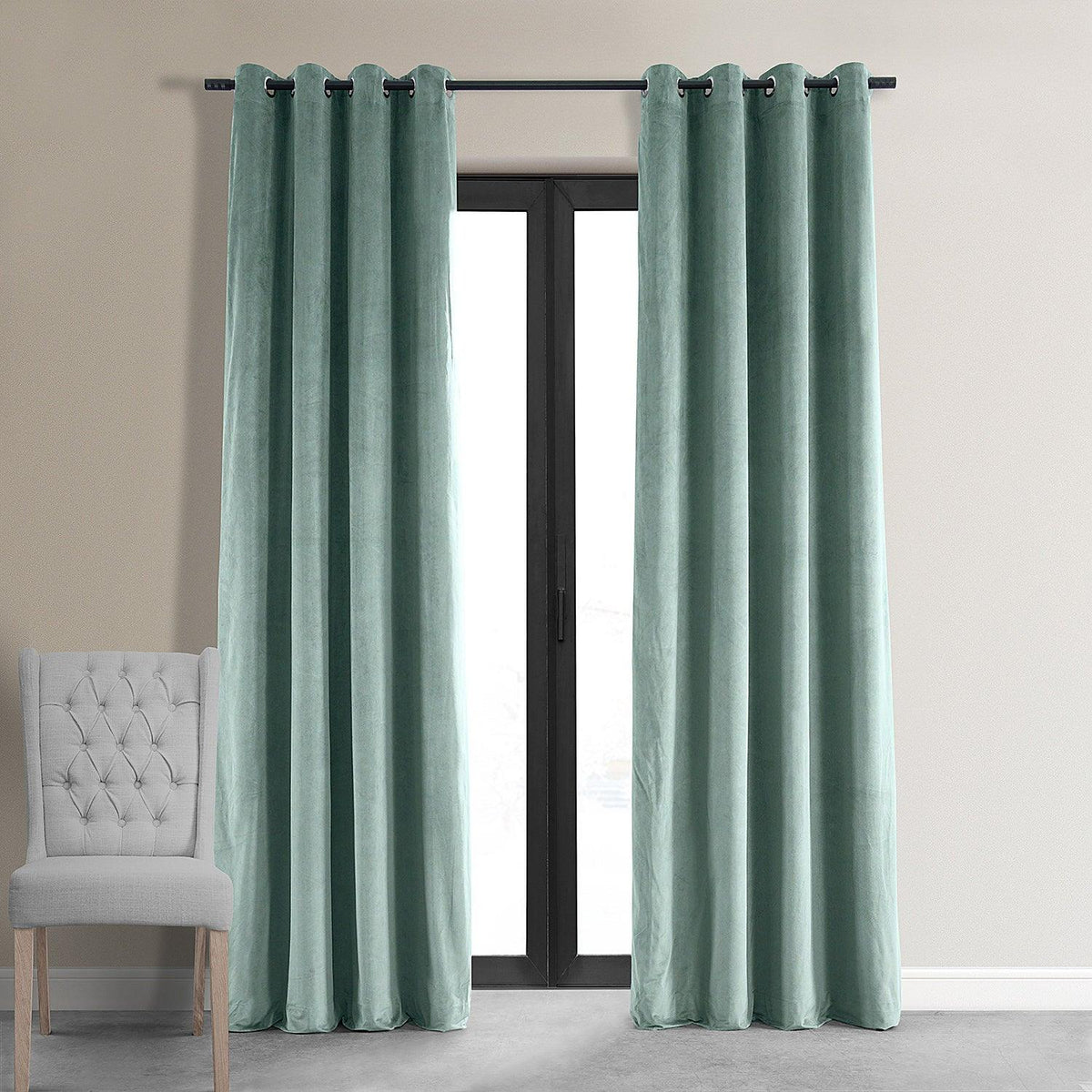 Aqua Mist Premium Quality Velvet Curtain -1 Panel - 99 Bedding Store