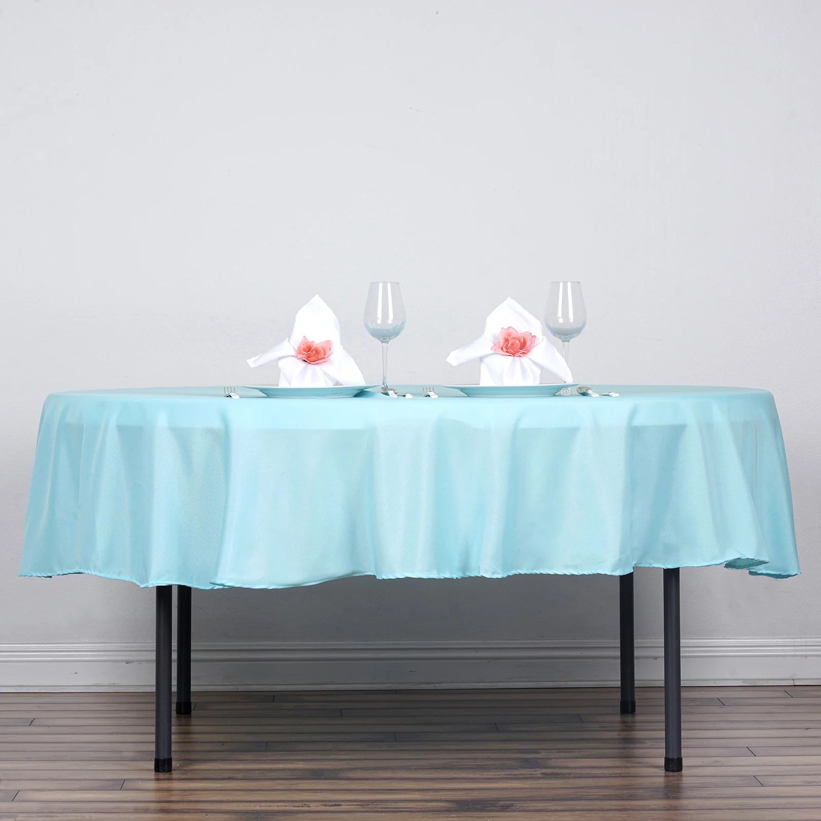 Decorative Cotton Round Tablecloth - Sky Blue