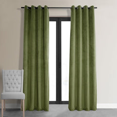 Basque Green Premium Quality Velvet Curtain -1 Panel - 99 Bedding Store