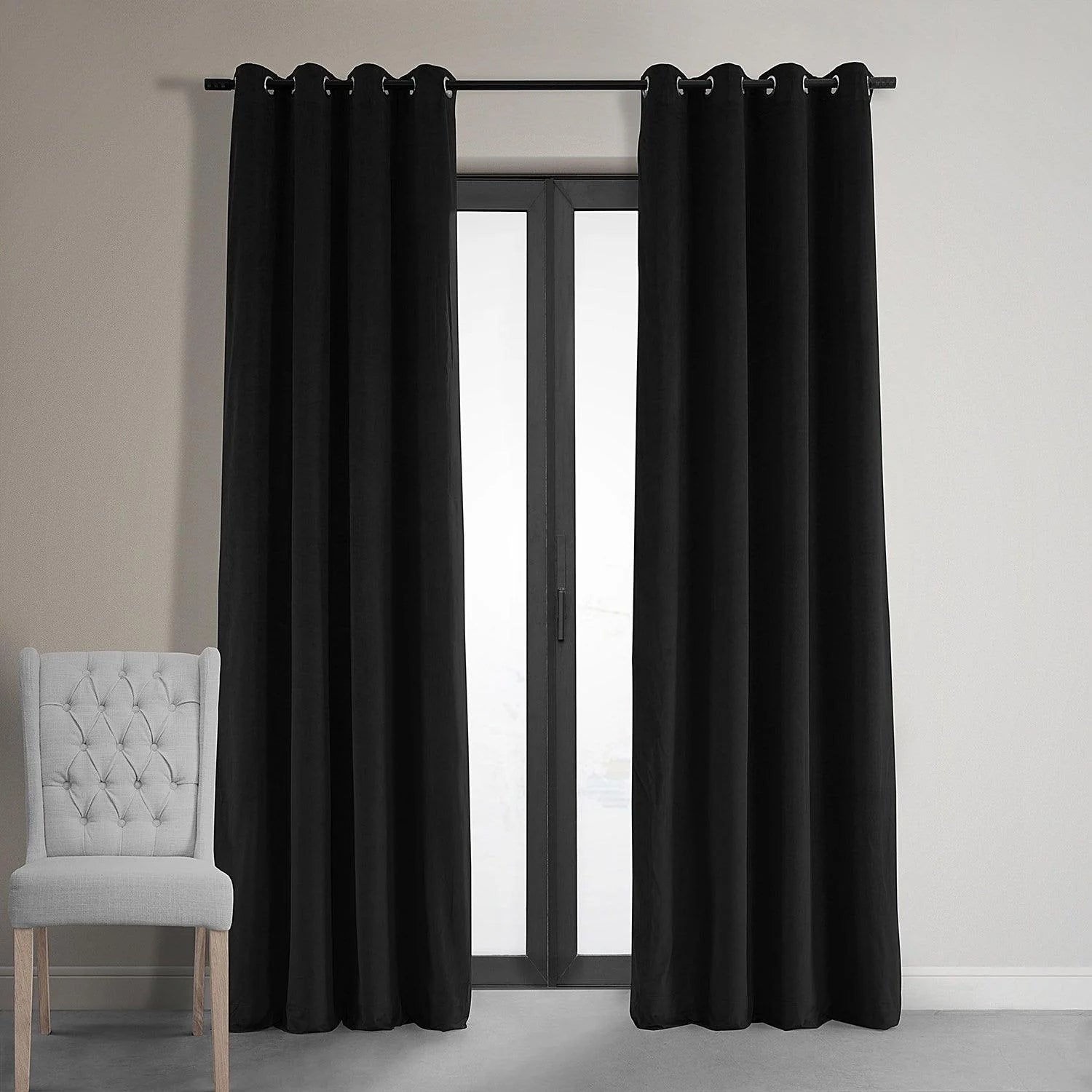 Black Premium Quality Velvet Curtain -1 Panel - 99 Bedding Store